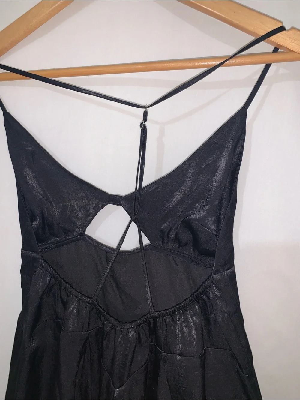 Free People Good Catch Satin Mini Dress In Night Swim Black S